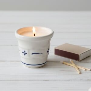 Longaberger Blue Floral Pottery Votive Holder